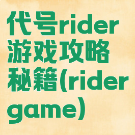 代号rider游戏攻略秘籍(ridergame)