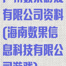 广州数果游戏有限公司资料(海南数果信息科技有限公司游戏)